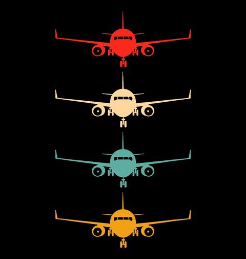 Obrázek produktu Dámské tričko Barevná Retro Letadla