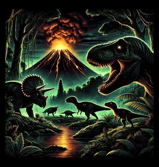 Obrázek 2 produktu Dámské tričko Dinosauři a Sopka