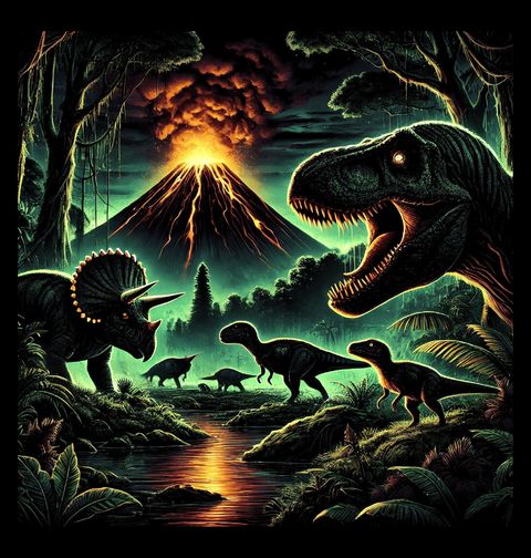 Obrázek produktu Pánské tričko Dinosauři a Sopka