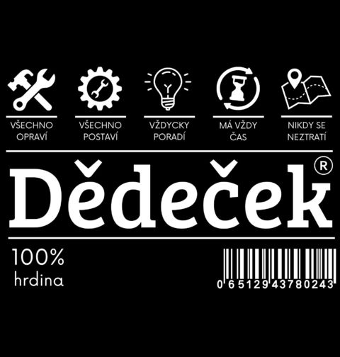 Obrázek produktu Pánské tričko Štítek Dědeček na prodej 100% hrdina