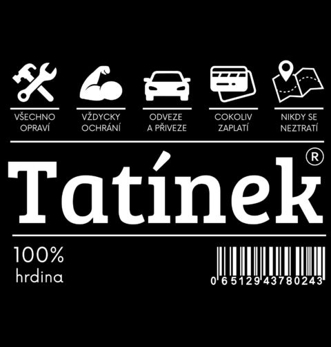 Obrázek produktu Pánské tričko Štítek Tatínek na prodej 100% hrdina