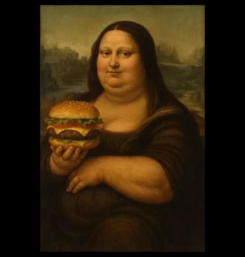 Obrázek produktu Dětské tričko Obézní Mona Lisa s Burgerem