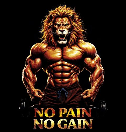 Obrázek produktu Pánské tričko Svalnatý Lev No Pain No Gain