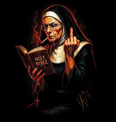 Obrázek produktu Dámské tričko Hříšná Jeptiška s Prostředníčkem Holy Bible