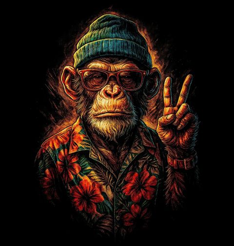 Obrázek produktu Dámské tričko Hipster Šimpanz Peace