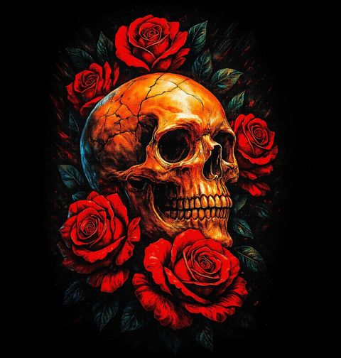 Obrázek produktu Pánské tričko Lebka mezi Růžemi Smrti