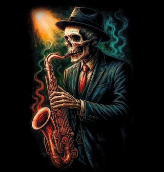 Obrázek 2 produktu Pánská mikina Kostlivec se Saxofonem