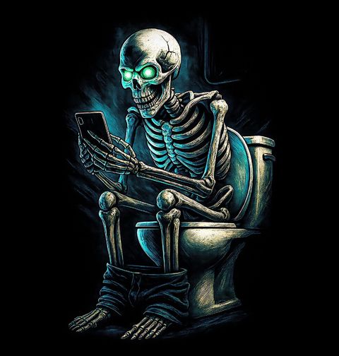 Obrázek produktu Dětské tričko Věčně Scrolující Kostlivec na Záchodě