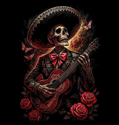 Obrázek produktu Dámské tričko Mexický Kostlivec se Sombrerem