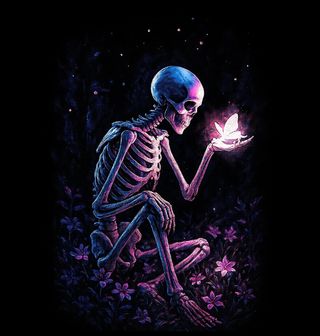 Obrázek 2 produktu Pánská mikina Fialový Motýl v Dlaních Kostlivce