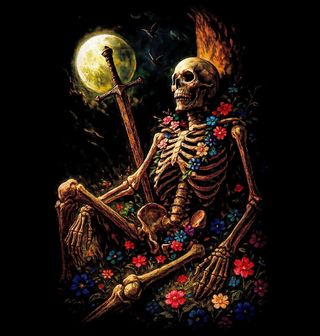 Obrázek 2 produktu Pánské tričko Kostra Válečníka mezi Květinami