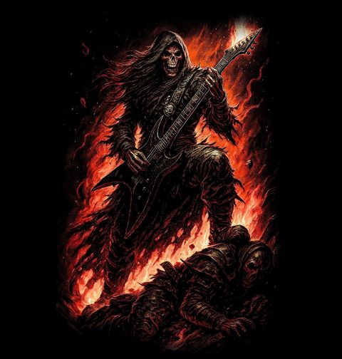 Obrázek produktu Dámské tričko Ohnivý Kostlivec Rock and Rollu