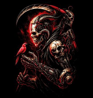 Obrázek 2 produktu Dámské tričko Kyberpunkový Kostlivec s Ptáčkem