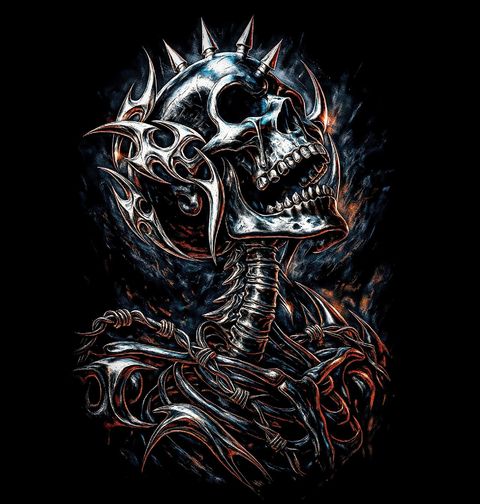 Obrázek produktu Pánské tričko Ocelový Kostlivec Metallic Skull