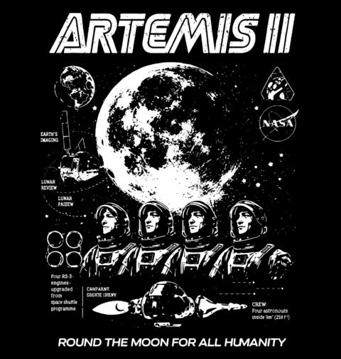 Obrázek produktu Dětské tričko Posádka Mise Artemis II.