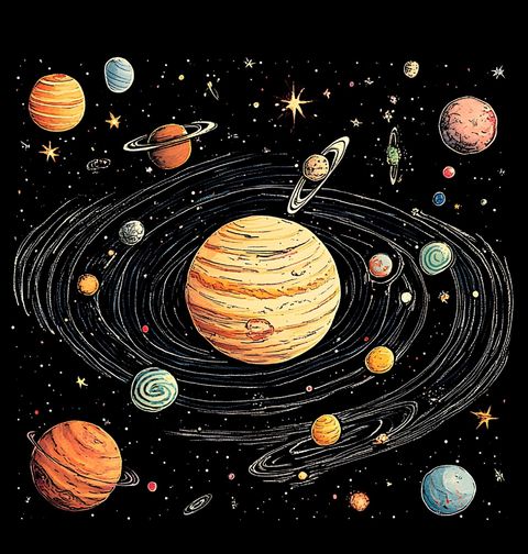 Obrázek produktu Pánské tričko Barevná Sluneční Soustava