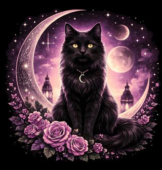 Obrázek 2 produktu Pánská mikina Černá Kočka v Srpku Měsíce