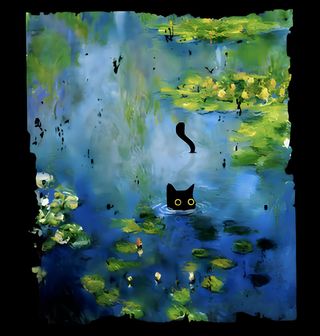 Obrázek 2 produktu Dámské tričko Kočka v Leknínech Impresionismus