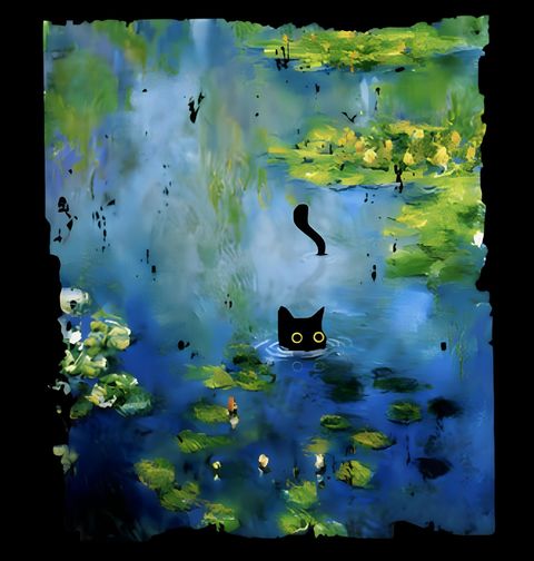 Obrázek produktu Pánská mikina Kočka v Leknínech Impresionismus