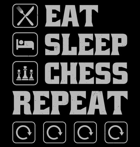 Obrázek produktu Pánské tričko Jez Spi Hraj Šachy Opakuj Eat Sleep Chess Repeat