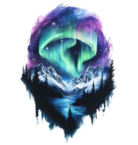 Obrázek produktu Dětské tričko Polární Záře nad Horami