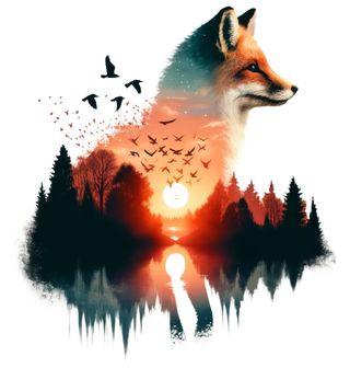 Obrázek 2 produktu Dámské tričko Liška Lesní Západ Slunce