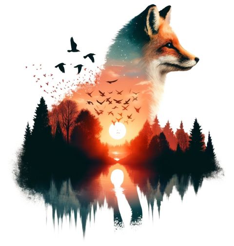 Obrázek produktu Dámské tričko Liška Lesní Západ Slunce