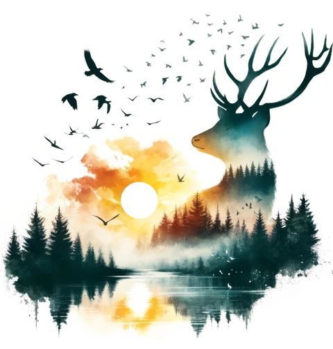 Obrázek produktu Dětské tričko Jelen Lesní Krajina