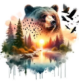 Obrázek 2 produktu Dámské tričko Medvěd v Západu Slunce