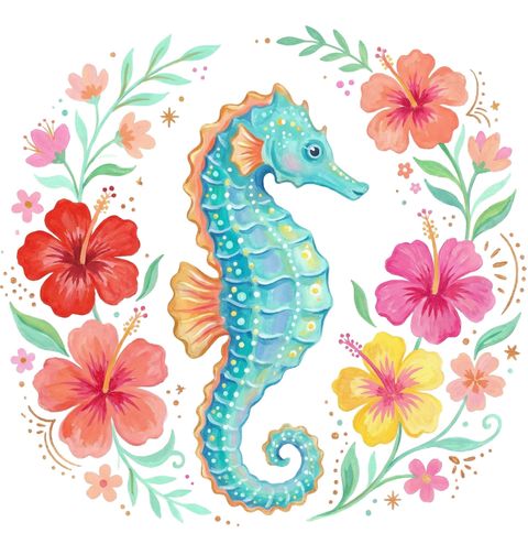 Obrázek produktu Dětské tričko Mořský Koník s Květinami