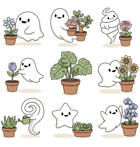 Obrázek produktu Dámské tričko Roztomilí Duchové s Květinami