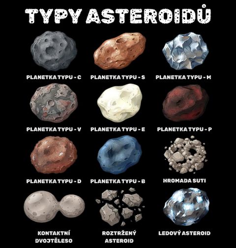 Obrázek produktu Pánské tričko Typy Asteroidů