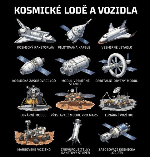 Obrázek produktu Dámské tričko Kosmické Lodě a Vozidla