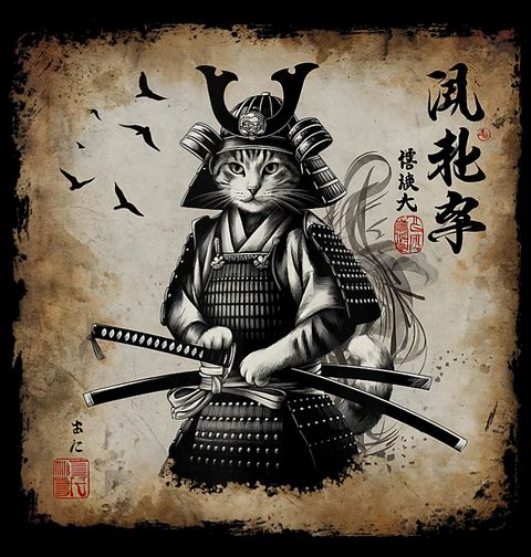 Obrázek produktu Dámské tričko Samurajská Kočka