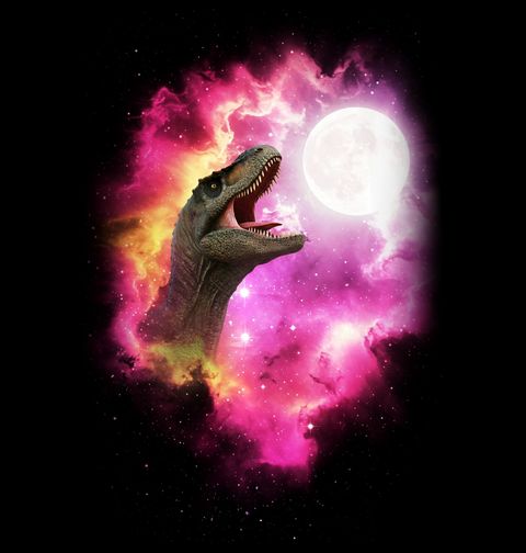 Obrázek produktu Dámské tričko Vesmírný T-Rex vyjící na Měsíc