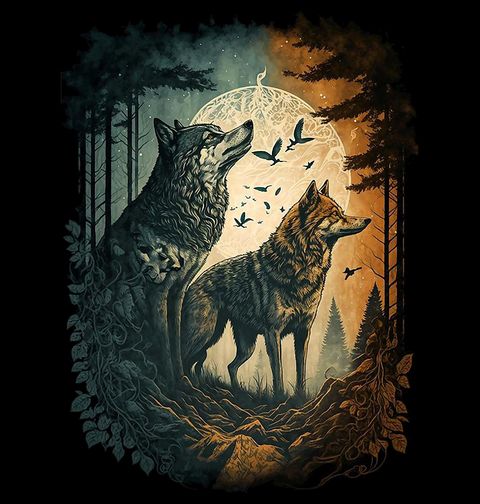 Obrázek produktu Pánská mikina Měsíční Vlci