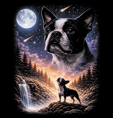 Obrázek produktu Dětské tričko Bostonský teriér a Kouzlo Úplňku