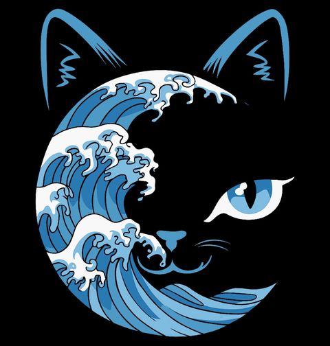 Obrázek produktu Dámské tričko Kočičí Velká vlna u Kanagawy