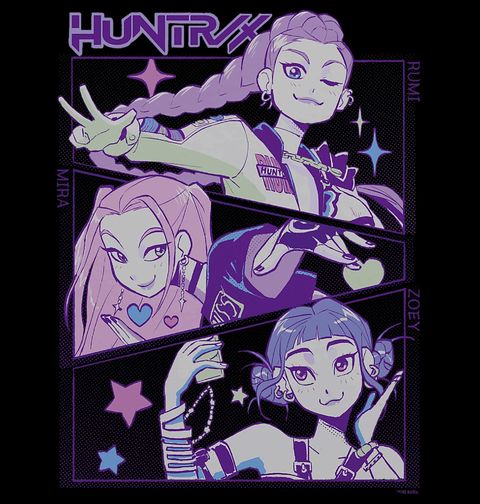 Obrázek produktu Pánské tričko Huntrix Rume, Mira, Zoey KPop Demon Hunters