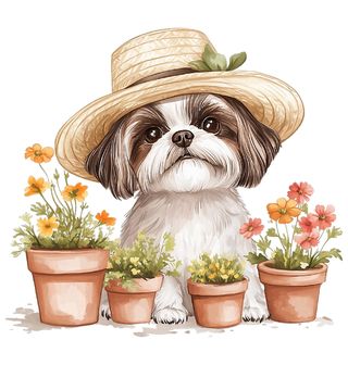 Obrázek 2 produktu Dětské tričko Zahradní Shih-Tzu v Klobouku