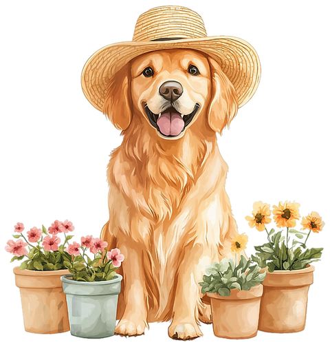 Obrázek produktu Dětské tričko Zahradní Zlatý Retrívr v Klobouku