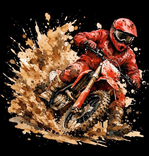 Obrázek produktu Pánské tričko Motokros Červený Jezdec