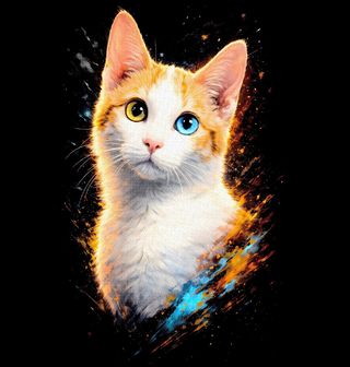Obrázek 2 produktu Dámské tričko Oranžovo-bílá Kočka s Heterochromií