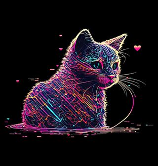 Obrázek 1 produktu Dámské tričko Neonová Kočka Cyber Art