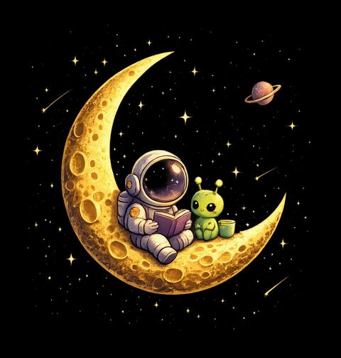 Obrázek produktu Dětské tričko Astronaut a Mimozemšťan na Měsíci