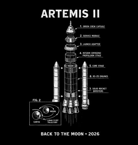 Obrázek produktu Pánské tričko NASA Raketa SLS Back to the Moon 2026