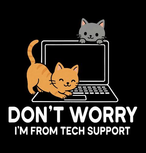 Obrázek produktu Pánské tričko Kočičí IT Podpora Tech Support