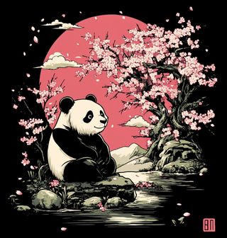 Obrázek 1 produktu Pánská mikina Panda Sedící u Japonské Sakury