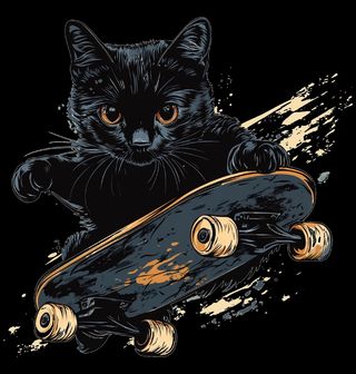 Obrázek 2 produktu Pánské tričko Černá Kočka na Skateboardu