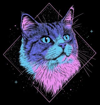 Obrázek 1 produktu Pánské tričko Kočka v Neonové Galaxii